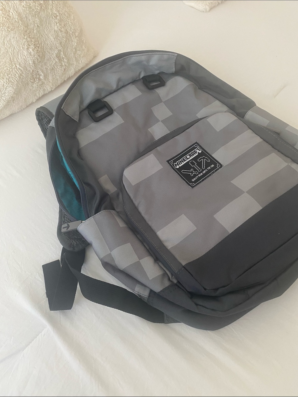 Men's Gray Pixel-Pattern Backpack - Picture 5 of 5